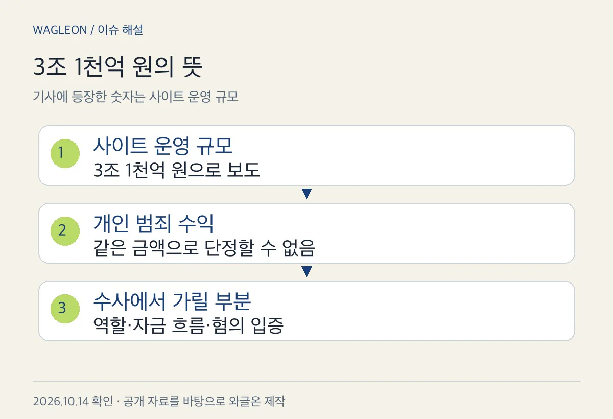 운영 규모와 수익·피해액을 구분한 설명도